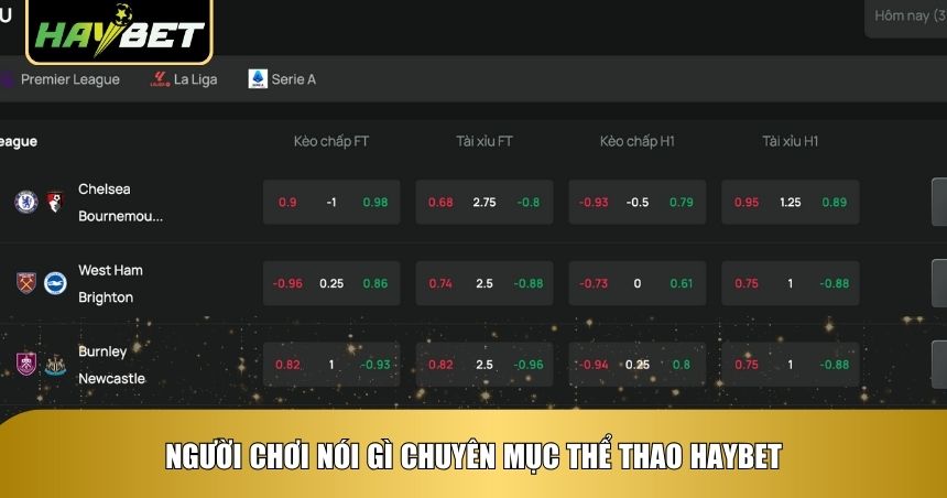 Người chơi nói gì chuyên mục thể thao Haybet