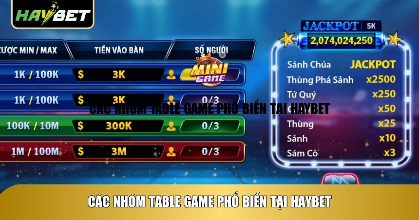 Các nhóm Table Game phổ biến tại Haybet