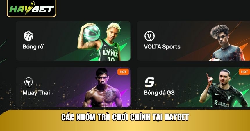 Các nhóm trò chơi chính tại Haybet